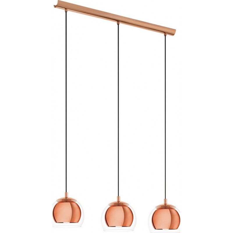 208,95 € Envio grátis | Lâmpada pendurada Eglo Rocamar 120W 110×78 cm. Aço e vidro. Cor cobre e dourado