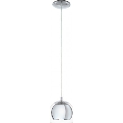 Hanging lamp Eglo Rocamar 40W Spherical Shape Ø 19 cm. Living room and dining room. Modern, sophisticated and design Style. Steel and Glass. Plated chrome and silver Color