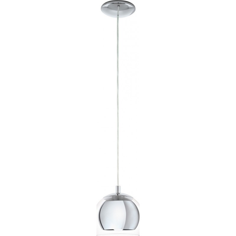 73,95 € Free Shipping | Hanging lamp Eglo Rocamar 40W Spherical Shape Ø 19 cm. Living room and dining room. Modern, sophisticated and design Style. Steel and Glass. Plated chrome and silver Color