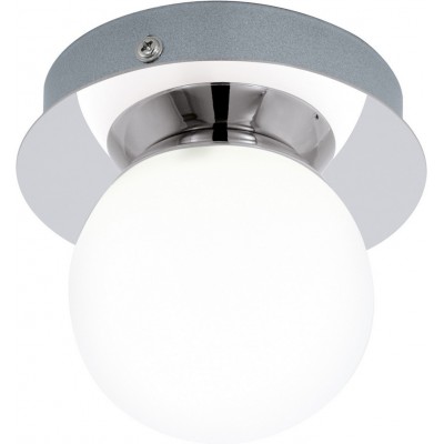 59,95 € Free Shipping | Ceiling lamp Eglo Mosiano 3.5W 3000K Warm light. Spherical Shape Ø 11 cm. Living room, dining room and bedroom. Steel, Stainless steel and Glass. White, plated chrome and silver Color