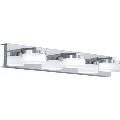 Aplique de pared interior Eglo Romendo 13.5W 3000K Luz cálida. Forma Alargada 45×7 cm. Baño. Estilo moderno. Acero y Plástico. Color cromado, plata y satinado