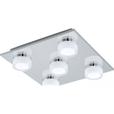 Ceiling lamp Eglo Romendo 22.5W 3000K Warm light. Cubic Shape 32×32 cm. Living room, dining room and bedroom. Steel and Plastic. Plated chrome, silver and satin Color