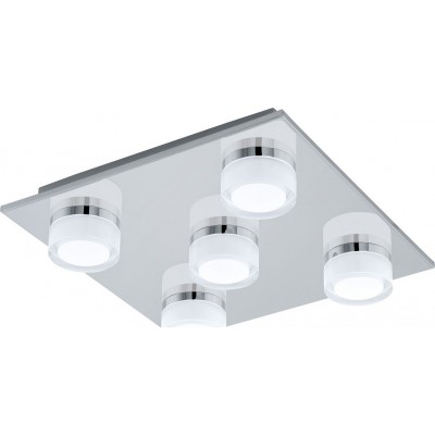 Deckenlampe Eglo Romendo 22.5W 3000K Warmes Licht. Kubische Gestalten 32×32 cm. Wohnzimmer, esszimmer und schlafzimmer. Stahl und Plastik. Überzogenes chrom, silber und satin Farbe