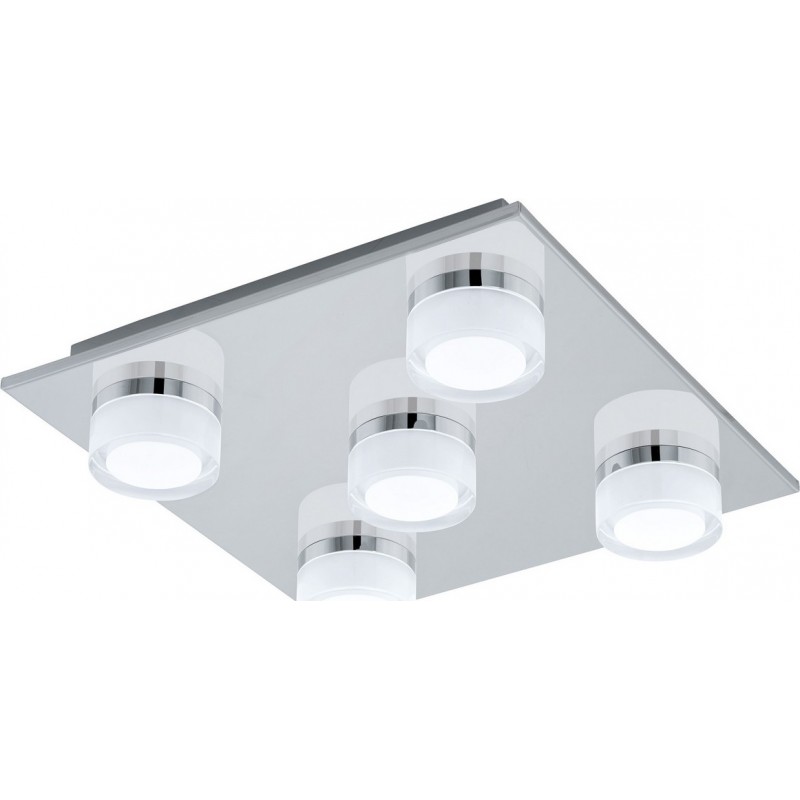 173,95 € Free Shipping | Indoor ceiling light Eglo Romendo 22.5W 3000K Warm light. Cubic Shape 32×32 cm. Living room, dining room and bedroom. Steel and plastic. Plated chrome, silver and satin Color