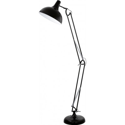 209,95 € Free Shipping | Floor lamp Eglo Borgillio 60W Conical Shape 190×38 cm. Dining room, bedroom and office. Modern and design Style. Steel. Black Color