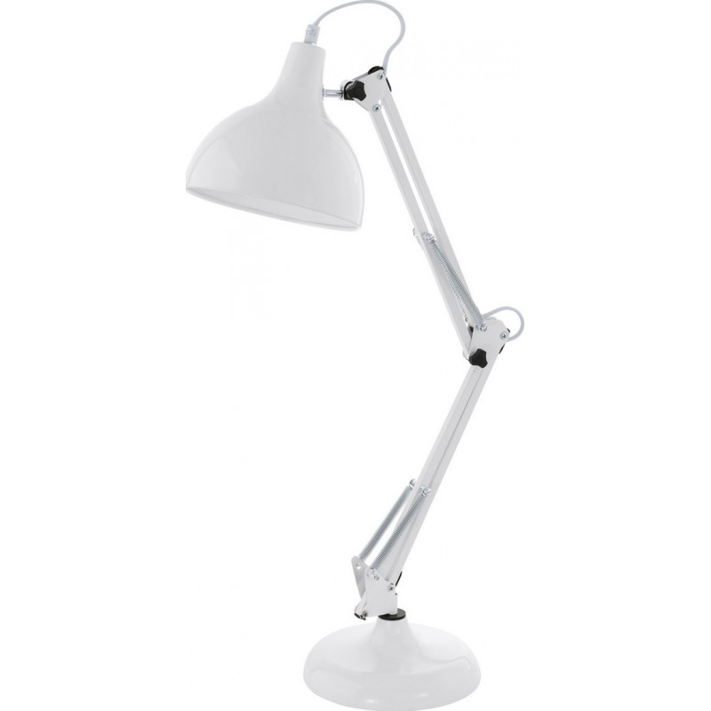 88,95 € Free Shipping | Desk lamp Eglo Borgillio 40W Conical Shape 71×40 cm. Office and work zone. Retro and vintage Style. Steel. White Color