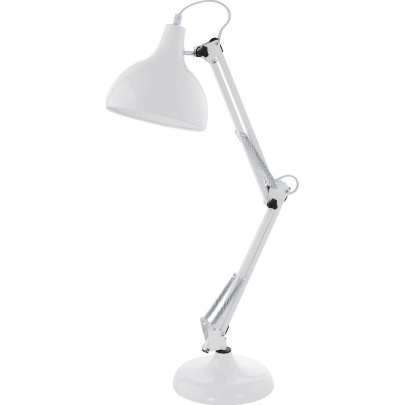 88,95 € Kostenloser Versand | Schreibtischlampe Eglo Borgillio 40W Konische Gestalten 71×40 cm. Büro und arbeitsbereich. Retro und jahrgang Stil. Stahl. Weiß Farbe