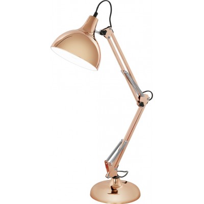 86,95 € Free Shipping | Desk lamp Eglo Borgillio 40W Conical Shape 71×40 cm. Office and work zone. Retro and vintage Style. Steel. Copper and golden Color