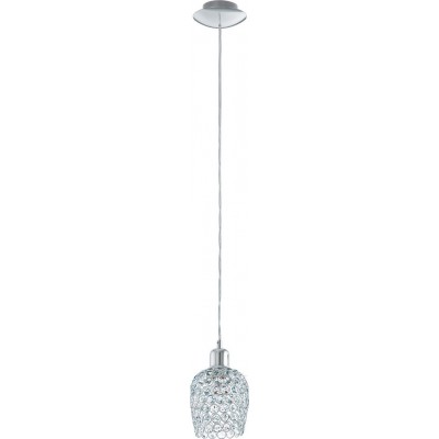 Lampada a sospensione Eglo Bonares 1 60W Ø 13 cm. Acciaio e cristallo. Colore cromato e argento