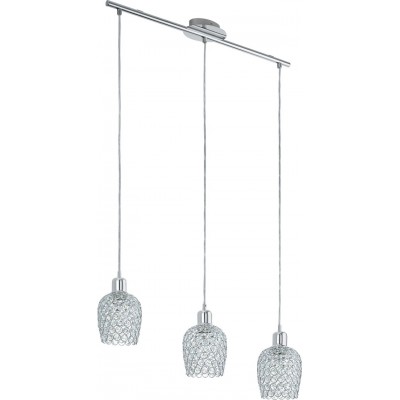 127,95 € Free Shipping | Hanging lamp Eglo Bonares 1 180W Extended Shape 110×75 cm. Living room, kitchen and dining room. Modern, sophisticated and design Style. Steel and crystal. Plated chrome and silver Color