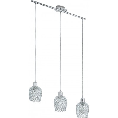 Lampada a sospensione Eglo Bonares 1 180W Forma Estesa 110×75 cm. Soggiorno, cucina e sala da pranzo. Stile moderno, sofisticato e design. Acciaio e Cristallo. Colore cromato e argento