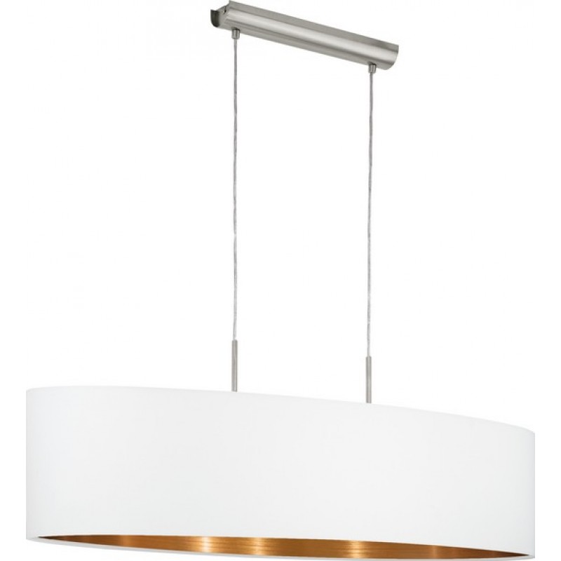 Hanging lamp Eglo Pasteri 120W Extended Shape 110×100 cm. Living room, kitchen and dining room. Modern, sophisticated and design Style. Steel and textile. White, copper, golden, nickel and matt nickel Color