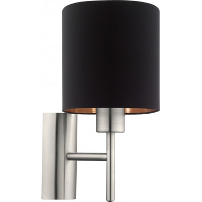 Indoor wall light Eglo Pasteri 60W Cylindrical Shape 31×15 cm. Bedroom. Modern Style. Steel and textile. Copper, golden, black, nickel and matt nickel Color