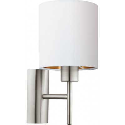 Lampada da parete per interni Eglo Pasteri 60W Forma Cilindrica 31×15 cm. Camera da letto. Stile freddo. Acciaio e Tessile. Colore bianca, rame, d'oro, nichel e nichel opaco