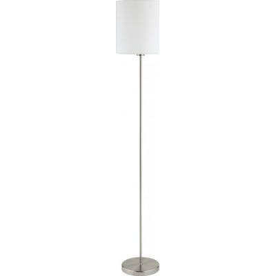 Lámpara de pie Eglo Pasteri 60W Forma Cilíndrica Ø 28 cm. Comedor, dormitorio y oficina. Estilo moderno, diseño y cool. Acero y Textil. Color blanco, níquel y níquel mate