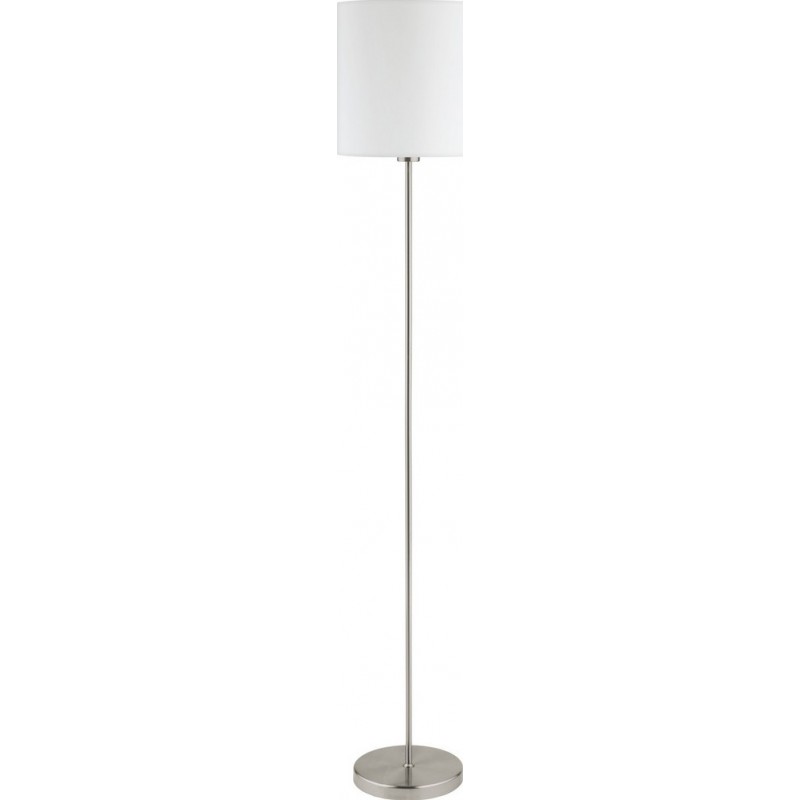 89,95 € Free Shipping | Floor lamp Eglo Pasteri 60W Cylindrical Shape Ø 28 cm. Dining room, bedroom and office. Modern, design and cool Style. Steel and textile. White, nickel and matt nickel Color