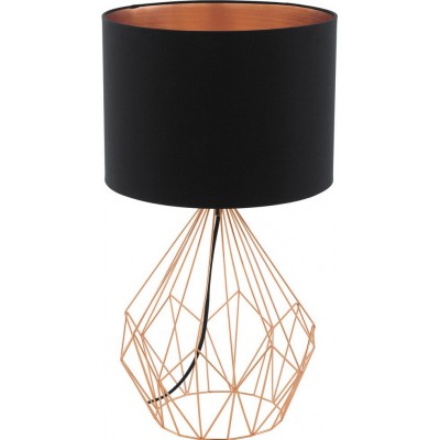 111,95 € Free Shipping | Table lamp Eglo Pedregal 1 60W Cylindrical Shape Ø 35 cm. Bedroom, office and work zone. Modern, sophisticated and design Style. Steel and textile. Copper, golden and black Color