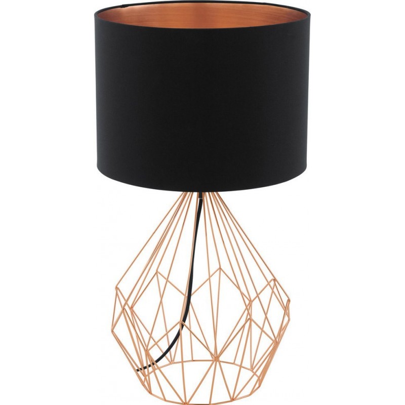 111,95 € Kostenloser Versand | Tischlampe Eglo Pedregal 1 60W Zylindrisch Gestalten Ø 35 cm. Schlafzimmer, büro und arbeitsbereich. Modern, anspruchsvoll und design Stil. Stahl und Textil. Kupfer, golden und schwarz Farbe