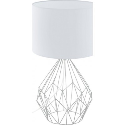 Lampada da tavolo Eglo Pedregal 1 60W Forma Cilindrica Ø 35 cm. Camera da letto, ufficio e zona di lavoro. Stile moderno e design. Acciaio e Tessile. Colore bianca, cromato e argento