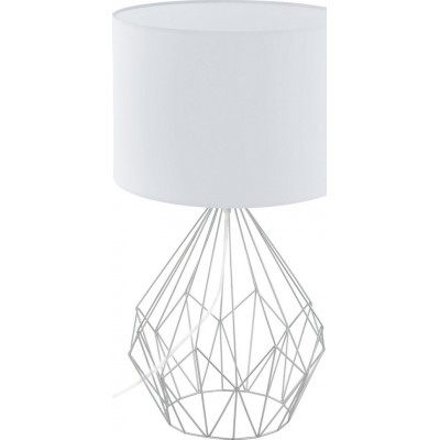 69,95 € Envio grátis | Lâmpada de mesa Eglo Pedregal 1 60W Ø 35 cm. Aço e têxtil. Cor branco, cromado e prata