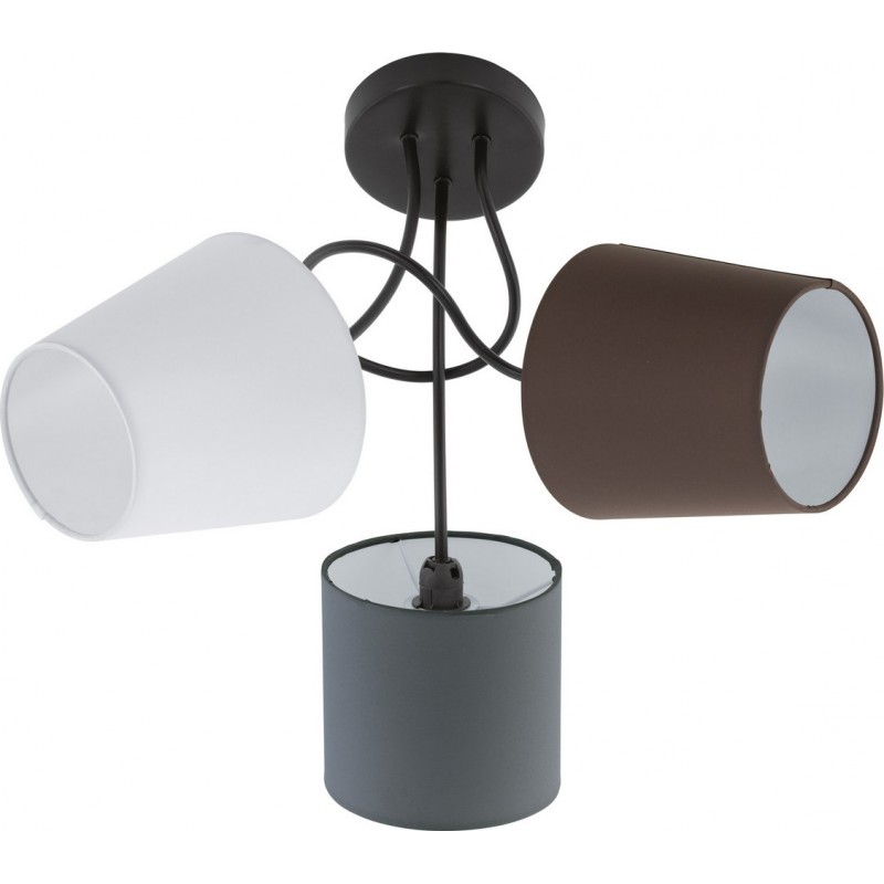98,95 € Free Shipping | Ceiling lamp Eglo Almeida 120W Cylindrical Shape Ø 59 cm. Living room and dining room. Design Style. Steel and Textile. Anthracite, white, brown and black Color