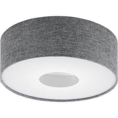 Indoor ceiling light Eglo Romao 15.5W 3000K Warm light. Cylindrical Shape Ø 35 cm. Living room and dining room. Modern Style. Steel, linen and plastic. White and gray Color