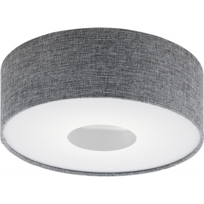 Lámpara de techo Eglo Romao 15.5W 3000K Luz cálida. Forma Cilíndrica Ø 35 cm. Salón y comedor. Estilo moderno. Acero, Lino y Plástico. Color blanco y gris