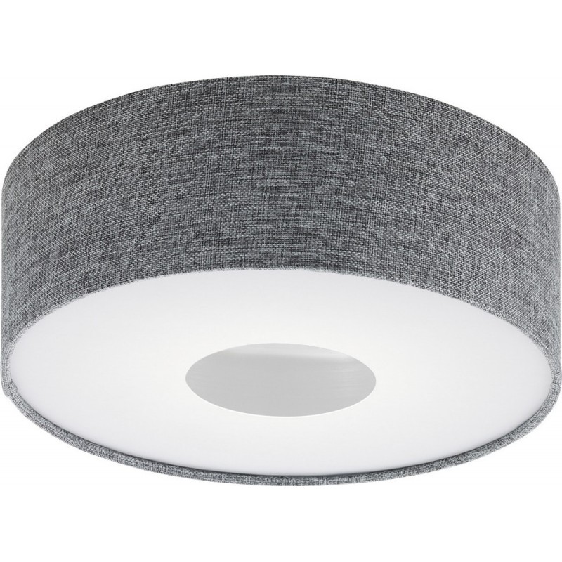 Ceiling lamp Eglo Romao 15.5W 3000K Warm light. Cylindrical Shape Ø 35 cm. Living room and dining room. Modern Style. Steel, Linen and Plastic. White and gray Color
