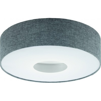 Ceiling lamp Eglo Romao 24W 3000K Warm light. Cylindrical Shape Ø 50 cm. Living room and dining room. Modern Style. Steel, Linen and Plastic. White and gray Color