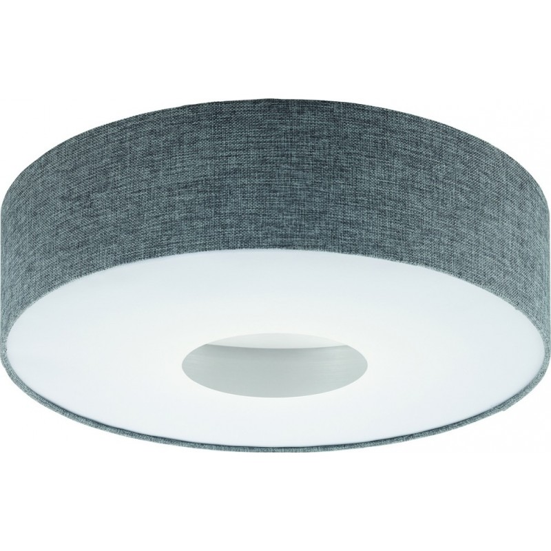 Indoor ceiling light Eglo Romao 24W 3000K Warm light. Cylindrical Shape Ø 50 cm. Living room and dining room. Modern Style. Steel, linen and plastic. White and gray Color