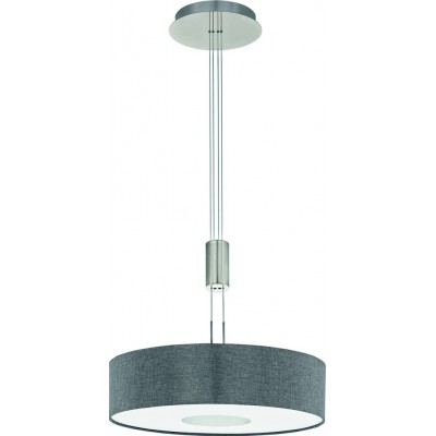 Hanging lamp Eglo Romao 24W 3000K Warm light. Cylindrical Shape Ø 53 cm. Living room and dining room. Modern, sophisticated and design Style. Steel, linen and textile. Plated chrome, gray, nickel, matt nickel and silver Color