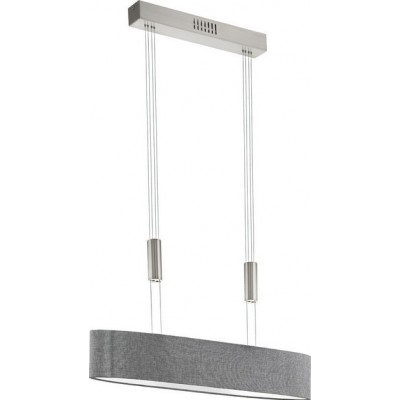 Hanging lamp Eglo Romao 16W 3000K Warm light. Extended Shape 110×75 cm. Living room and dining room. Modern, sophisticated and design Style. Steel, linen and textile. Plated chrome, gray, nickel, matt nickel and silver Color