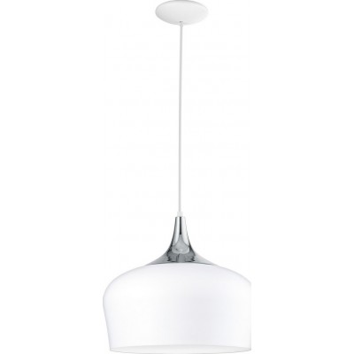 Lampada a sospensione Eglo Obregon 60W Forma Conica Ø 35 cm. Soggiorno e sala da pranzo. Stile moderno, sofisticato e design. Acciaio. Colore bianca, cromato e argento