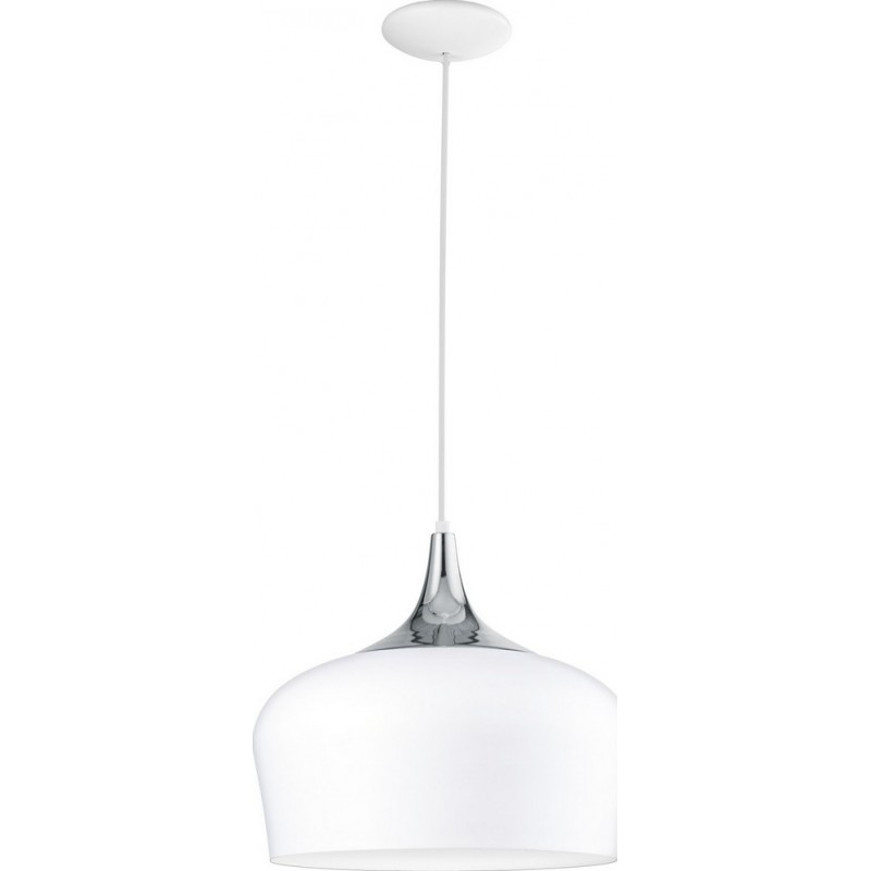 53,95 € Free Shipping | Hanging lamp Eglo Obregon 60W Conical Shape Ø 35 cm. Living room and dining room. Modern, sophisticated and design Style. Steel. White, plated chrome and silver Color