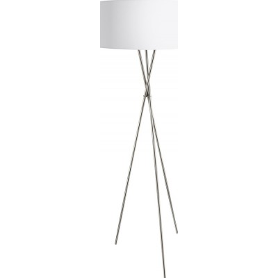 118,95 € Free Shipping | Floor lamp Eglo Fondachelli 60W Cylindrical Shape Ø 51 cm. Dining room, bedroom and office. Modern, design and cool Style. Steel and textile. White, nickel, matt nickel and silver Color