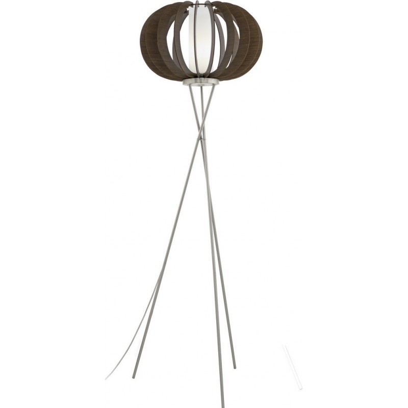 106,95 € Free Shipping | Floor lamp Eglo Stellato 3 60W Spherical Shape Ø 50 cm. Dining room, bedroom and office. Rustic, retro and vintage Style. Steel, wood and glass. White, brown, nickel and matt nickel Color