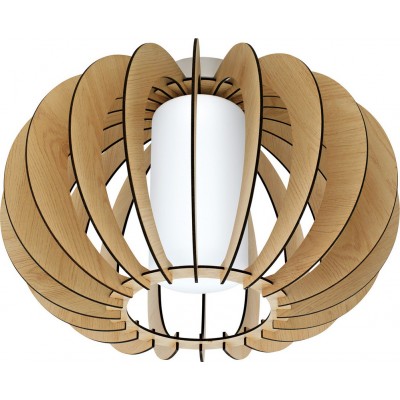 Ceiling lamp Eglo Stellato 1 60W Spherical Shape Ø 40 cm. Living room and dining room. Design Style. Steel, Wood and Glass. White, brown, nickel, matt nickel and light brown Color