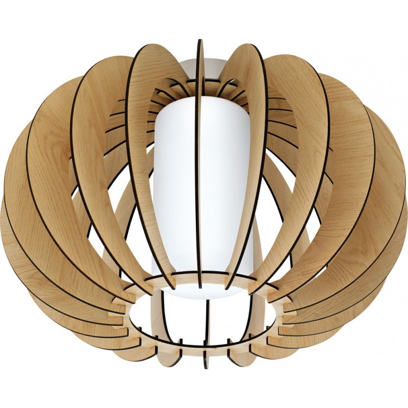 58,95 € Free Shipping | Ceiling lamp Eglo Stellato 1 60W Spherical Shape Ø 40 cm. Living room and dining room. Design Style. Steel, Wood and Glass. White, brown, nickel, matt nickel and light brown Color