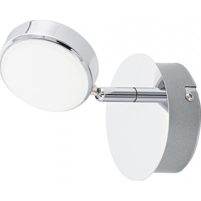 29,95 € Free Shipping | Indoor spotlight Eglo Salto 5.5W 3000K Warm light. Ø 11 cm. Steel and plastic. Plated chrome, silver and satin Color