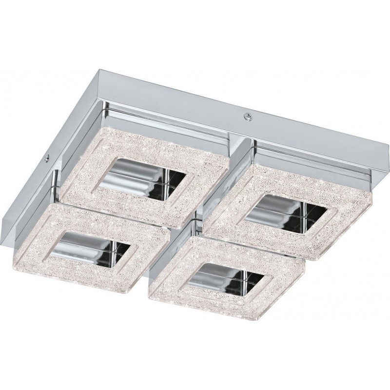88,95 € Free Shipping | Indoor ceiling light Eglo Fradelo 4W 3000K Warm light. Cubic Shape 28×28 cm. Living room and dining room. Design Style. Steel, crystal and plastic. Plated chrome and silver Color