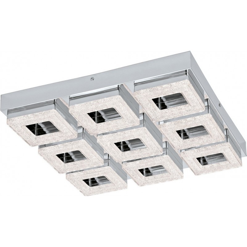 268,95 € Free Shipping | Indoor ceiling light Eglo Fradelo 4W 3000K Warm light. Cubic Shape 44×44 cm. Living room and dining room. Design Style. Steel, crystal and plastic. Plated chrome and silver Color