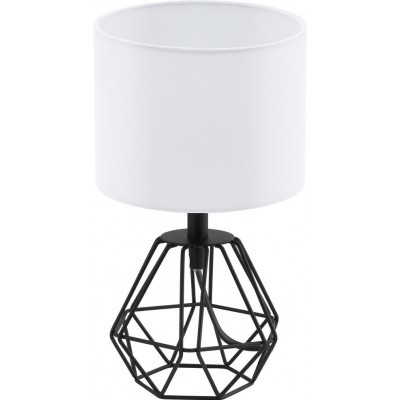 29,95 € Free Shipping | Table lamp Eglo Carlton 2 60W Cylindrical Shape Ø 16 cm. Bedroom, office and work zone. Modern and design Style. Steel and textile. White and black Color