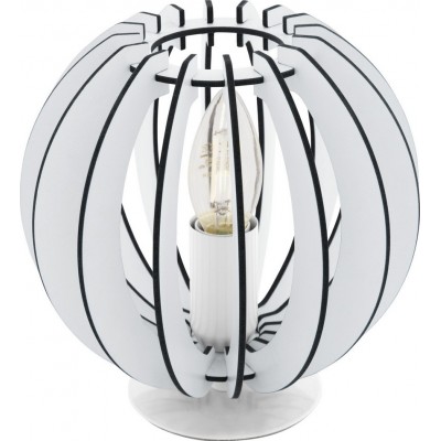 Настольная лампа Eglo Cossano 40W Сферический Форма Ø 18 cm. Спальная комната, офис и рабочая зона. Ретро и винтаж Стиль. Стали и Древесина. Белый Цвет