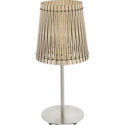 Lampe de table Eglo Sendero 60W Ø 18 cm. Acier et bois. Couleur marron, nickel, nickel mat et brun clair