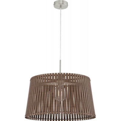 67,95 € Free Shipping | Hanging lamp Eglo Sendero 60W Cylindrical Shape Ø 45 cm. Living room, kitchen and dining room. Retro and vintage Style. Steel and wood. Brown, nickel and matt nickel Color