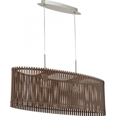 118,95 € Free Shipping | Hanging lamp Eglo Sendero 120W Oval Shape 130×78 cm. Living room, kitchen and dining room. Rustic, retro and vintage Style. Steel and wood. Brown, nickel and matt nickel Color