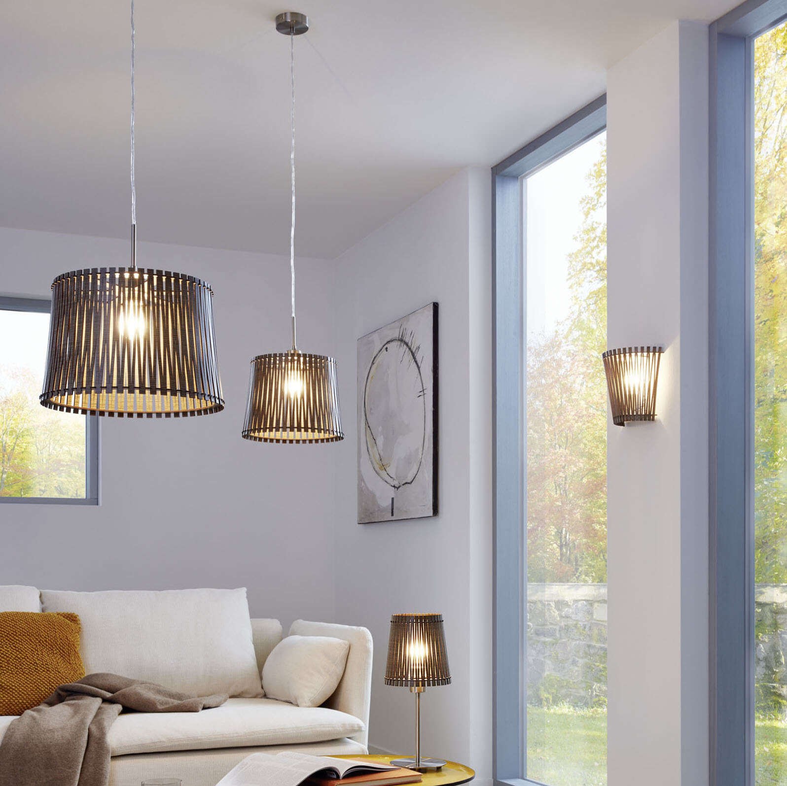 24,95 € Spedizione Gratuita | Lampada da parete per interni Eglo Sendero 60W 24×22 cm. Acciaio e legna. Colore bianca e marrone
