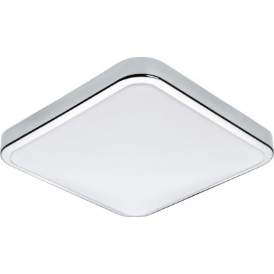 Ceiling lamp Eglo Manilva 1 16W 3000K Warm light. Square Shape 29×29 cm. Bedroom, office and work zone. Nordic Style. Steel and Plastic. White, plated chrome and silver Color