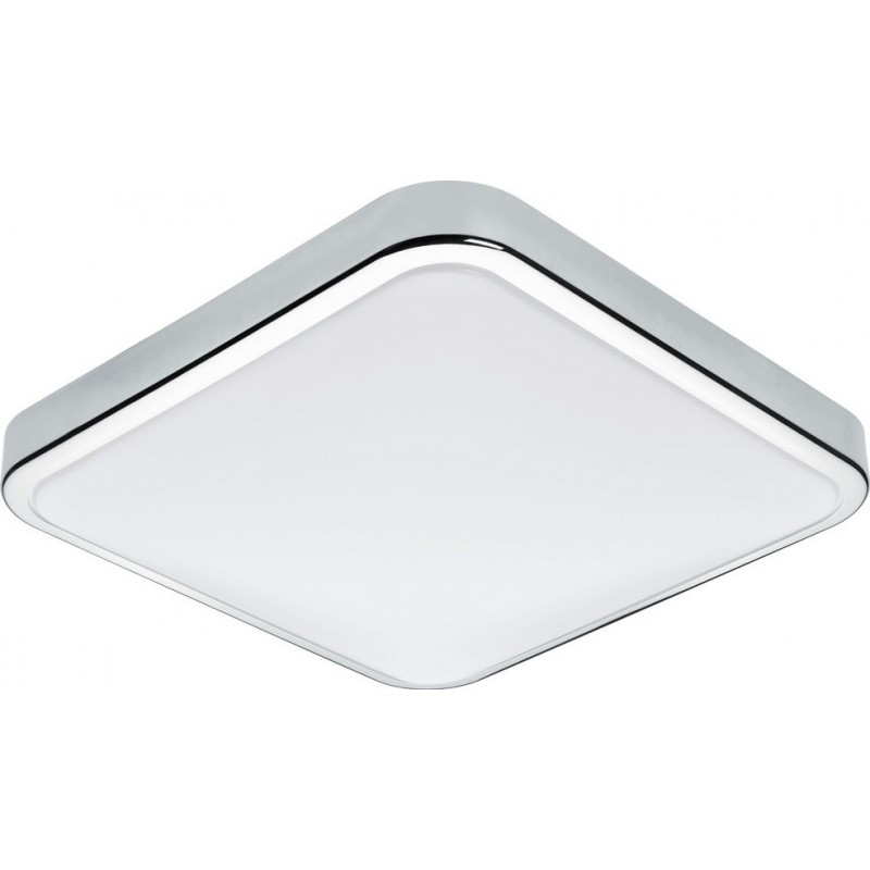 79,95 € Free Shipping | Ceiling lamp Eglo Manilva 1 16W 3000K Warm light. Square Shape 29×29 cm. Bedroom, office and work zone. Nordic Style. Steel and Plastic. White, plated chrome and silver Color