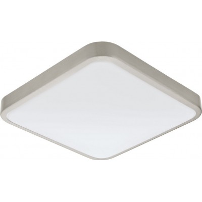 79,95 € Free Shipping | Ceiling lamp Eglo Manilva 1 16W 3000K Warm light. 29×29 cm. Steel and Plastic. White, nickel and matt nickel Color
